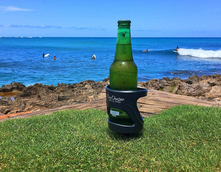 Outdoor Beer Holder - Sunchaser Bevi Pro - Suction, strap, or stick your beer or mixed drink outdoors - prevent spilling beer