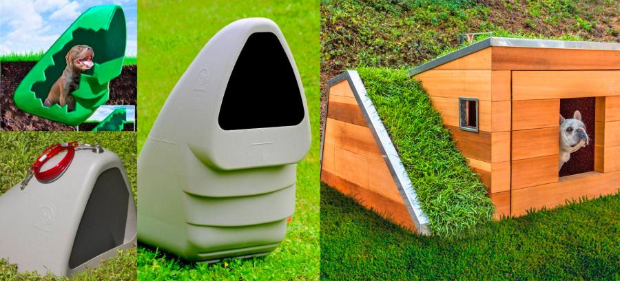 Outdoor Double Doghouse With a Deck