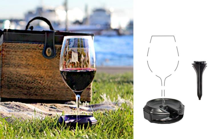 Outdoor Wine Glass Holder - Chair Mounted Wine Glass Armrest Holder
