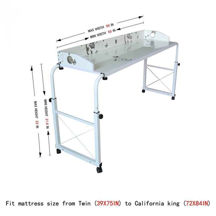 Unicoo Bed Table - Sliding Bed Desk - Rolling Bed Desk For Working and Eating In Bed