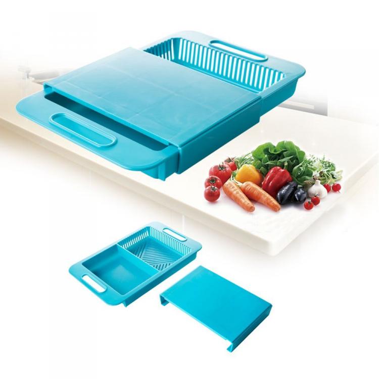 3-in-1 Over The Sink Cutting Board - Cutting Board, Colander, Storage Bin - Cool Kitchen Gadget