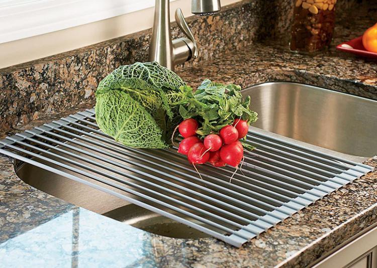Over The Sink Roll-Up Drying and Rinsing Rack