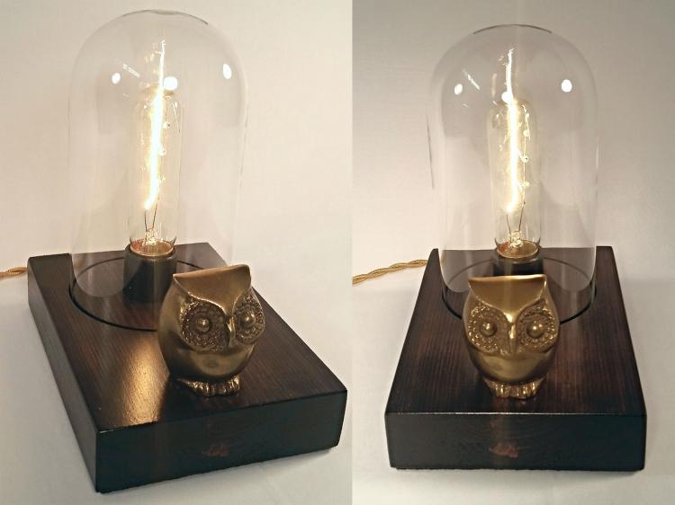 Owl Lamp Touch Light With Vintage Edison Bulb
