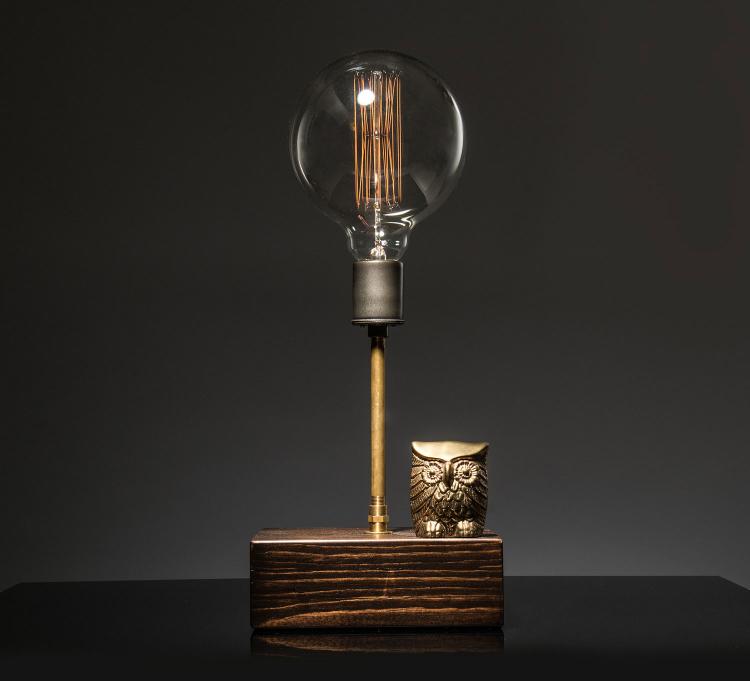 Owl Lamp Touch Light With Vintage Edison Bulb