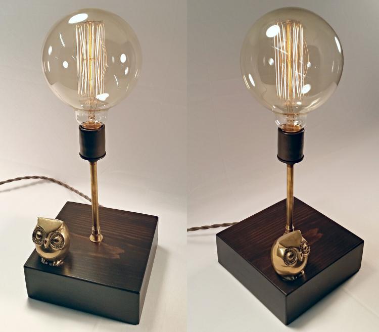 Owl Lamp Touch Light With Vintage Edison Bulb