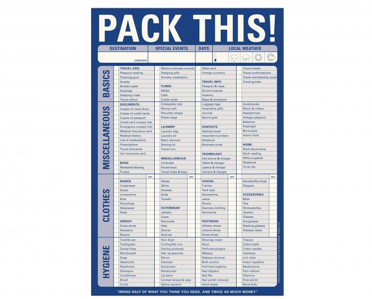 Pack This: A Notepad Travel Checklist So You Remember To Pack Everything