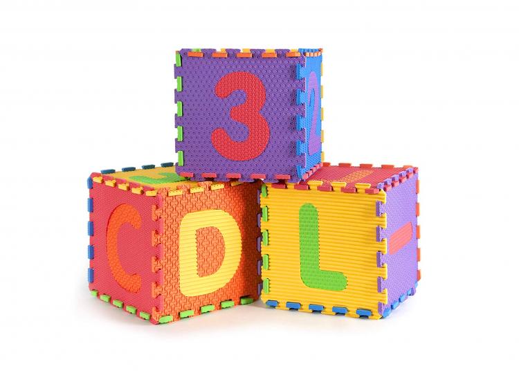 Interlocking Letter Foam Tile Play Mats Let You DIY a Mini Kids Ball Pit - ABC foam tiles ball pit - letters jigsaw puzzle piece pads