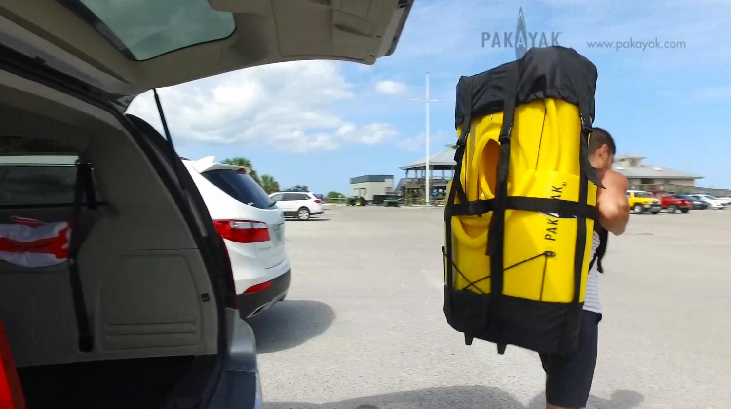 Pakayak Portable Kayak - Kayak collapses down to haul around like a backpack