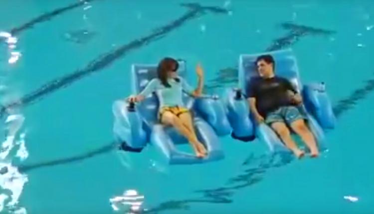 Palm Beach Motorized Pool Lounger - Inflatable pool chair with a motor and joystick