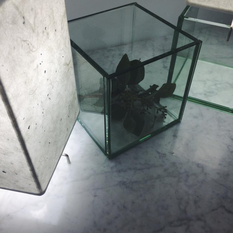 Handmade Paper Lampshade Table Lamp With Glass Plant Terrarium