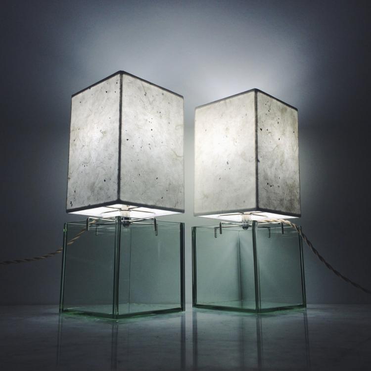 Handmade Paper Lampshade Table Lamp With Glass Plant Terrarium