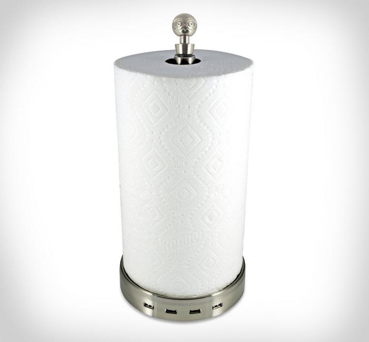TowlHub - Paper Towel Holder USB Hub Phone/Tablet Charger