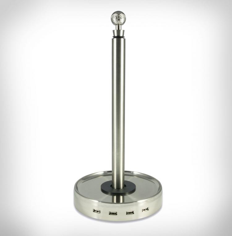 TowlHub - Paper Towel Holder USB Hub Phone/Tablet Charger