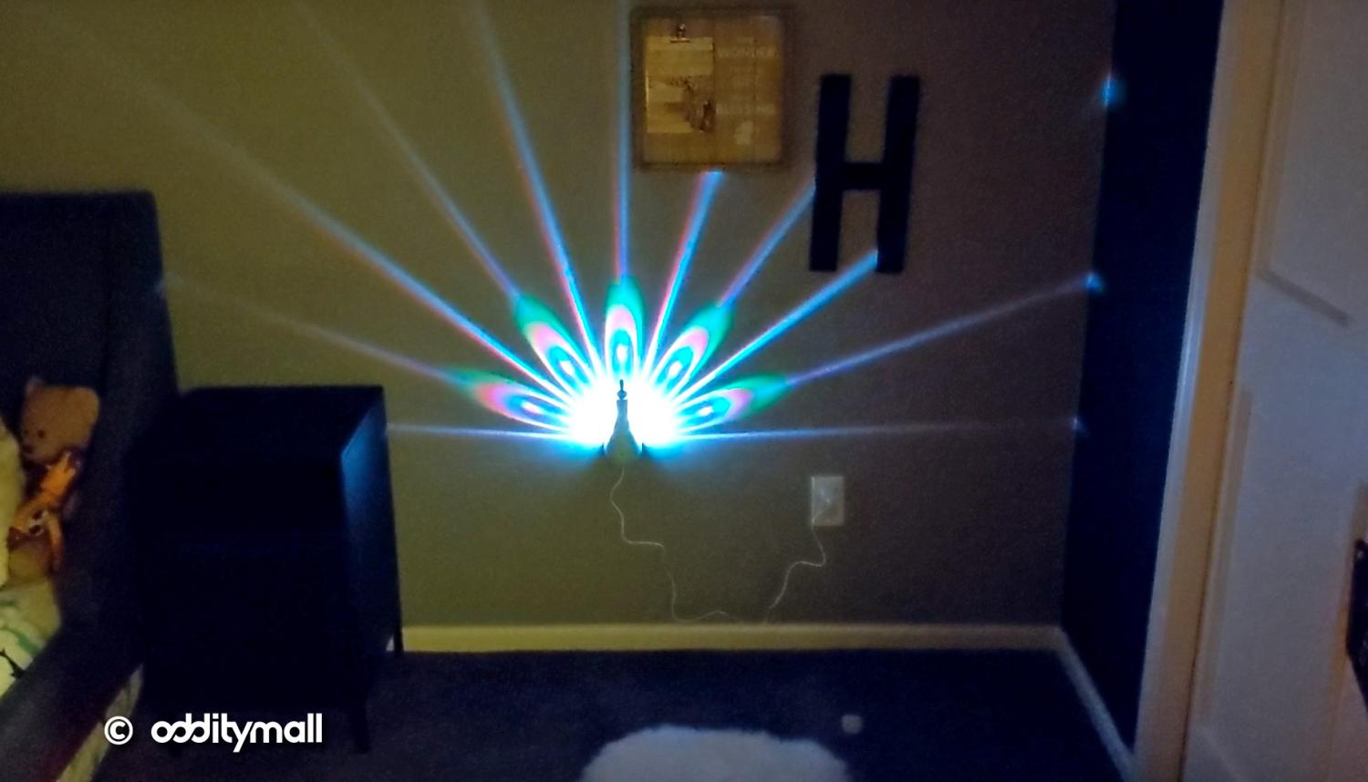 LED Peacock Night-Light Projects Its Colorful Plumage Onto Your Wall
