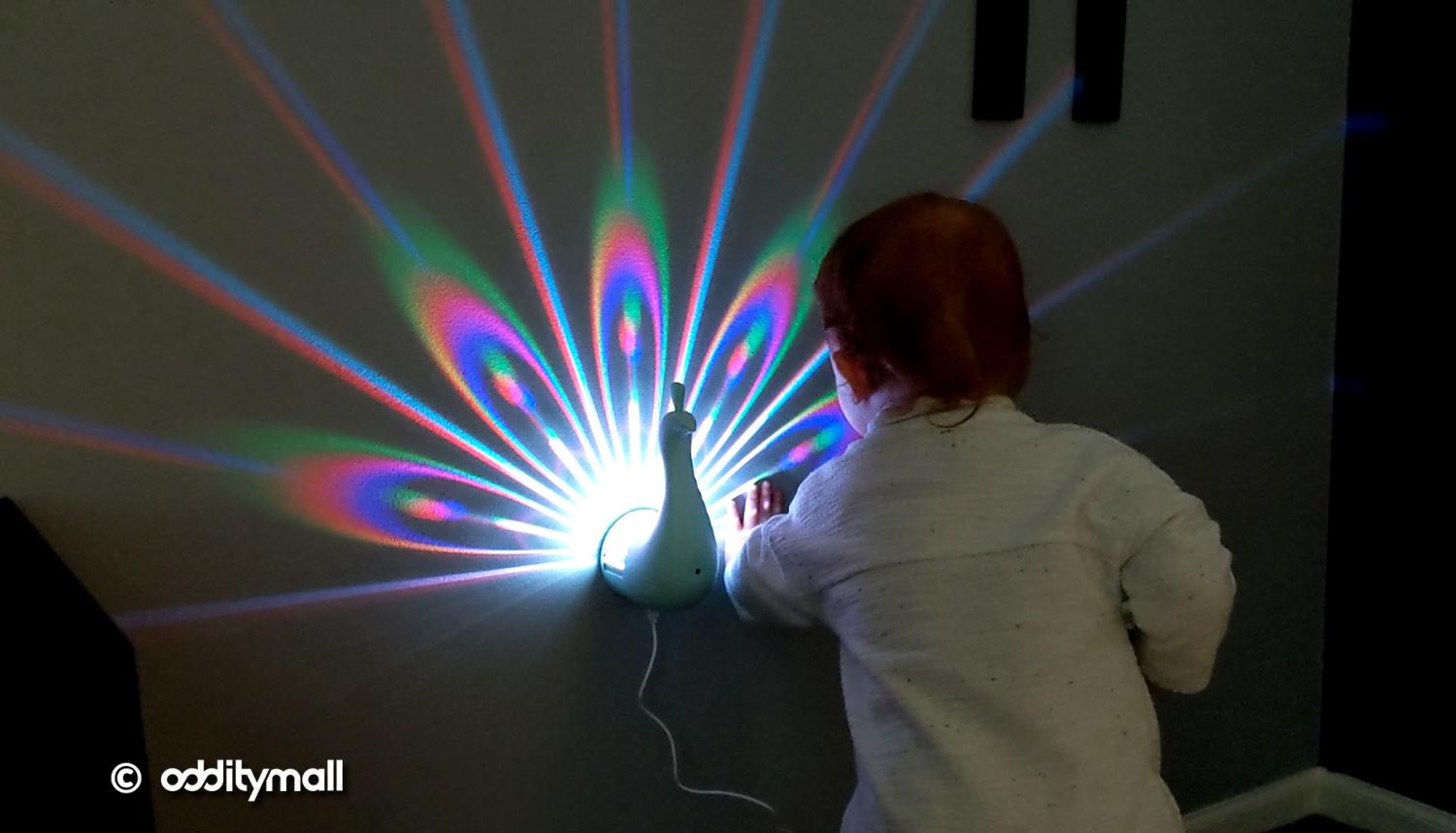 LED Peacock Night-Light Projects Its Colorful Plumage Onto Your Wall