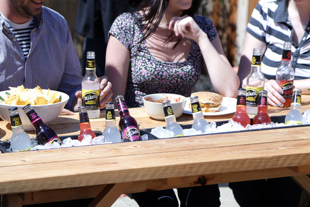 Picnic Tables With Built-In Drink Cooler Troughs - DIY picnic table drink trough