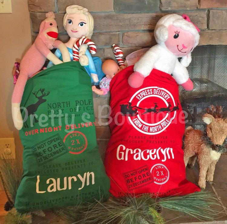 Personalized Gift Sacks From Santa - Custom Child's name Santa Chistmas present bag