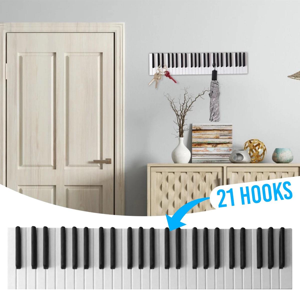 Piano Keys Coat Rack - Wall-Mounted Coat Hook keyboard keys coat rack