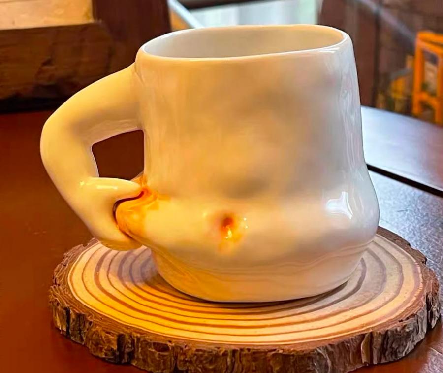 Funny Pinching Fat Belly Coffee Mug