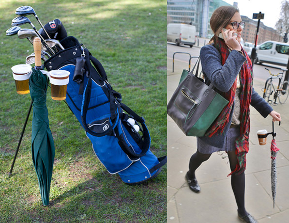 Umbrella Drink Holder Pivots So It'll Never Spill Your Drinks