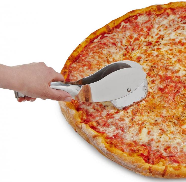 Pizza Cutter That Doubles as Server With Tongs