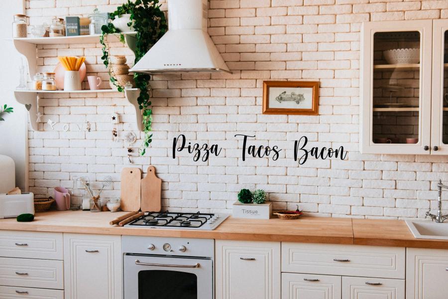 Pizza Tacos Bacon Wall Decal - Funny Live Laugh Love Parody meme decal