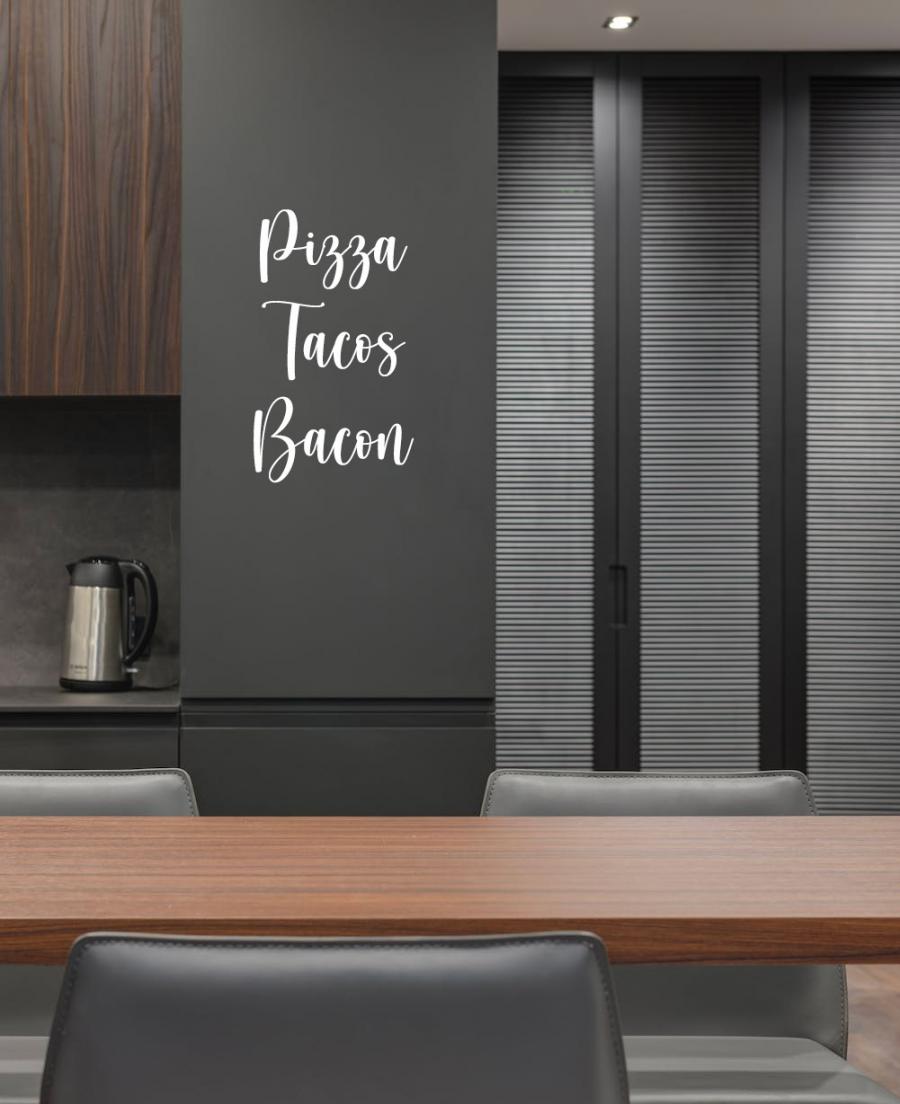 Pizza Tacos Bacon Wall Decal - Funny Live Laugh Love Parody meme decal