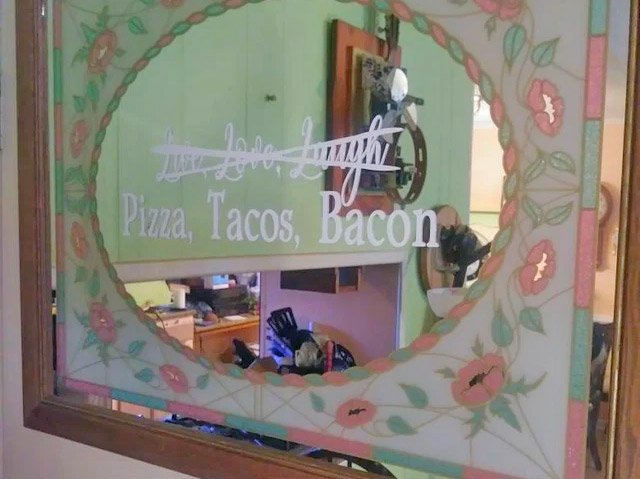 Pizza Tacos Bacon Wall Decal - Funny Live Laugh Love Parody meme decal