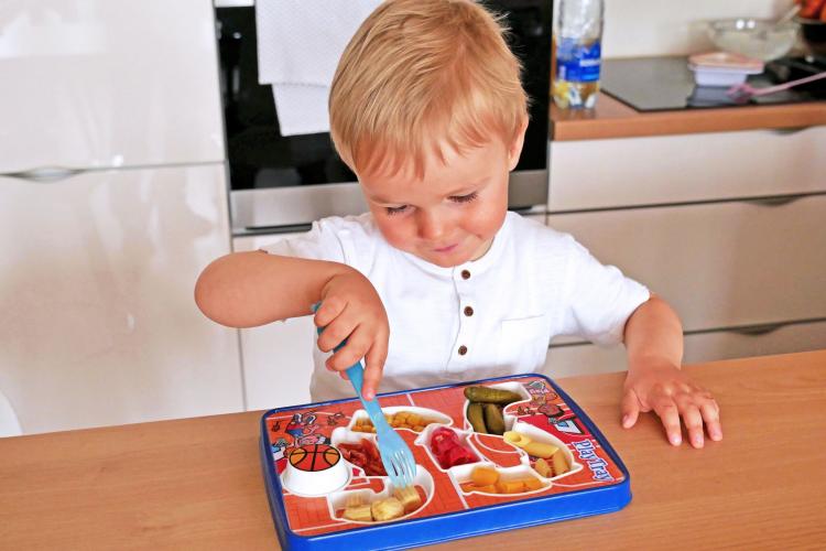 PlayTray Kids Food Tray Makes Mealtime Fun - Kids food tray with surprise toy at end