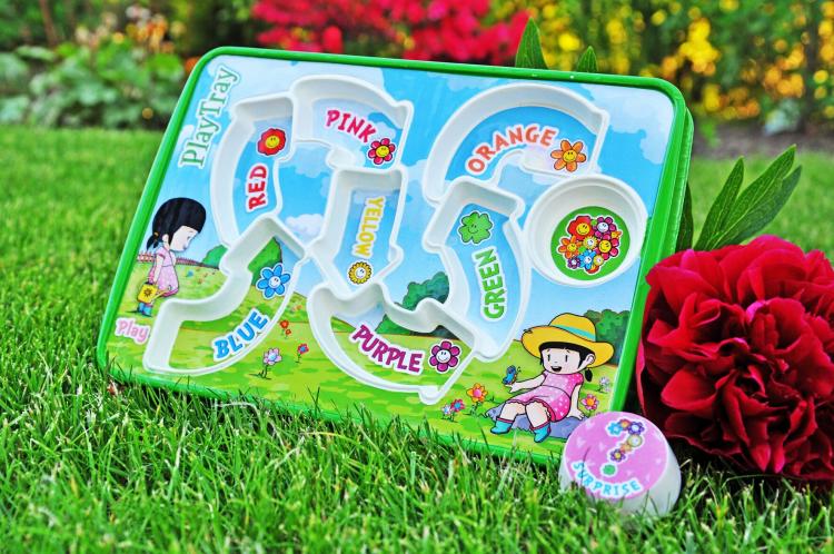 PlayTray Kids Food Tray Makes Mealtime Fun - Kids food tray with surprise toy at end