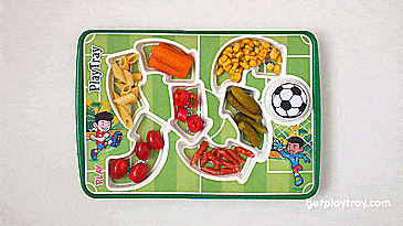 PlayTray Kids Food Tray Makes Mealtime Fun - Kids food tray with surprise toy at end