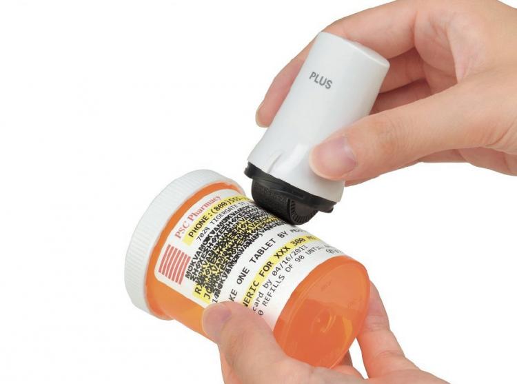 Plus Guard Rolling Black-Out Stamp - Random letters stamp out personal information, names, addresses, and confidential documents