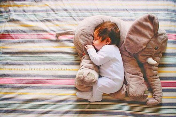 Plush Baby Elephant -Baby snuggling an elephant - Elephant pillow for babies