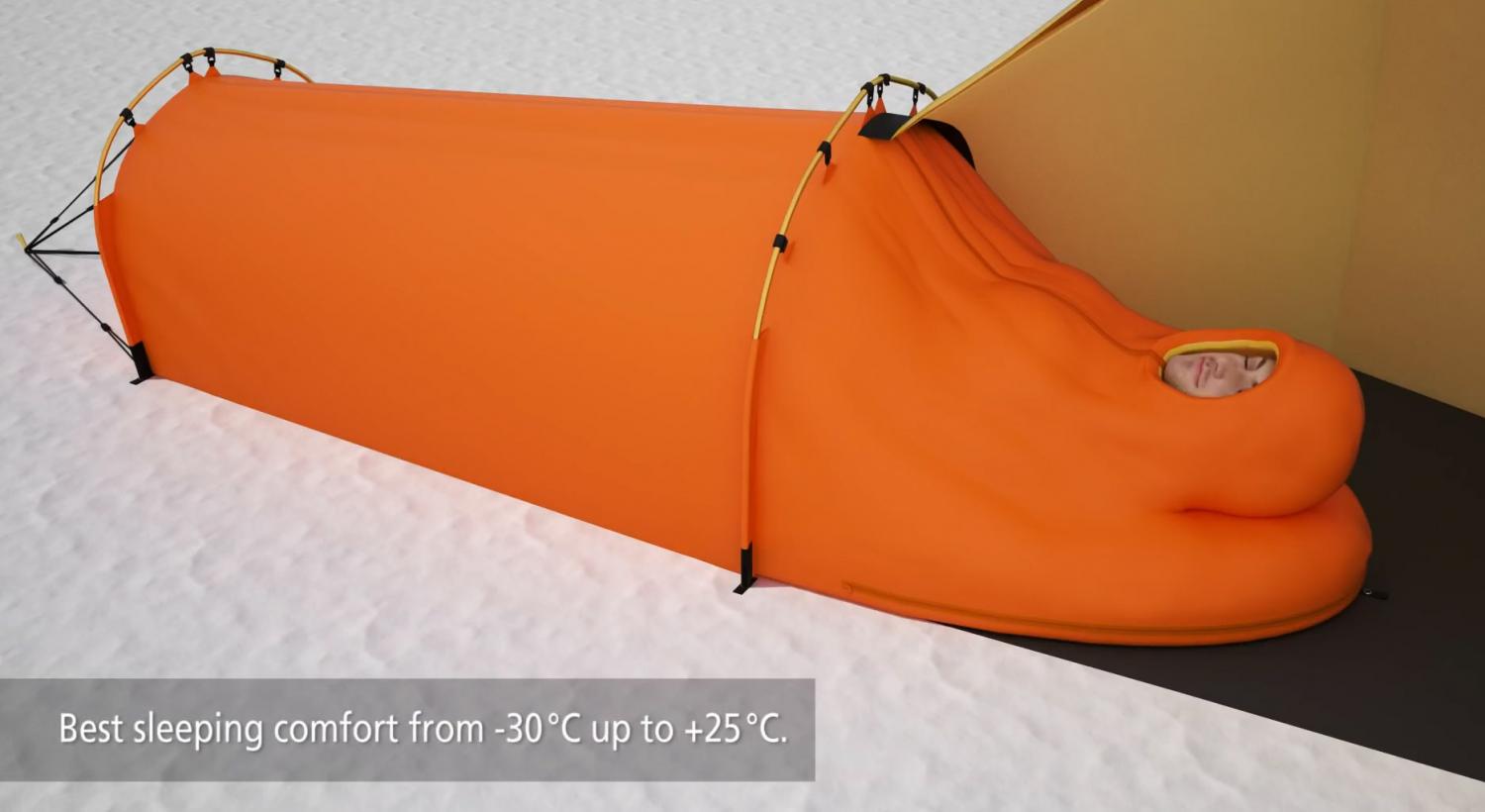 Polarmond innovative extreme cold sleep system with dual layer sleeping bag