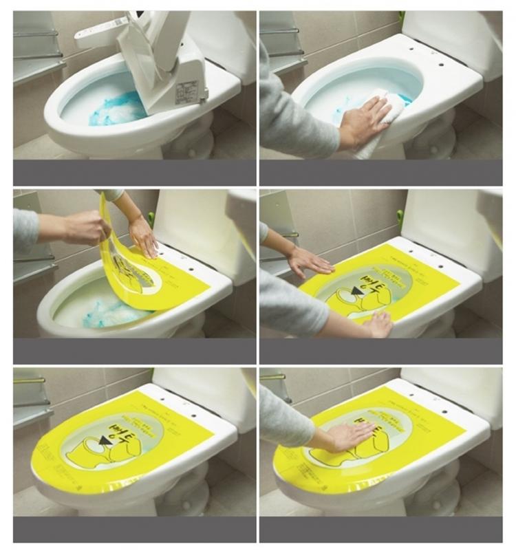 Pongtu Korean Sticker Toilet Plunger - Yellow sticker toilet plunger unclogs toilet by pushing on bubble