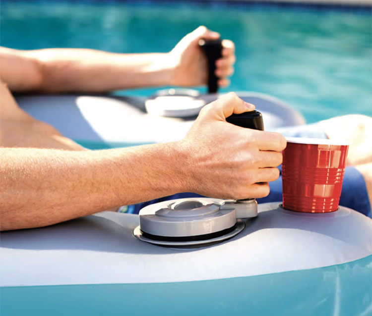 Pool Candy Motorized Pool Lounger - Dual motor inflatable pool floaty with joysticks
