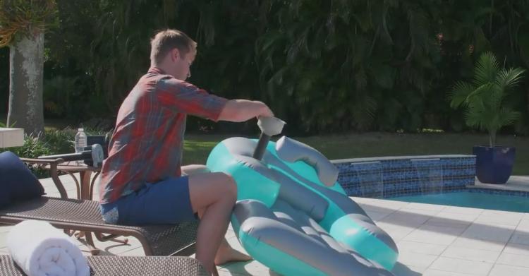 Pool Candy Motorized Pool Lounger - Dual motor inflatable pool floaty with joysticks