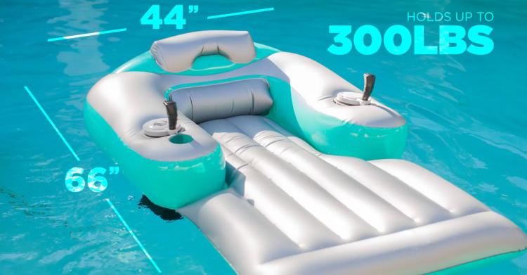 Pool Candy Motorized Pool Lounger - Dual motor inflatable pool floaty with joysticks