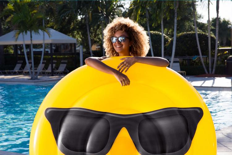Sunglasses Smiley Emoji Pool Float - Giant Emoji Shaped Pool Floats