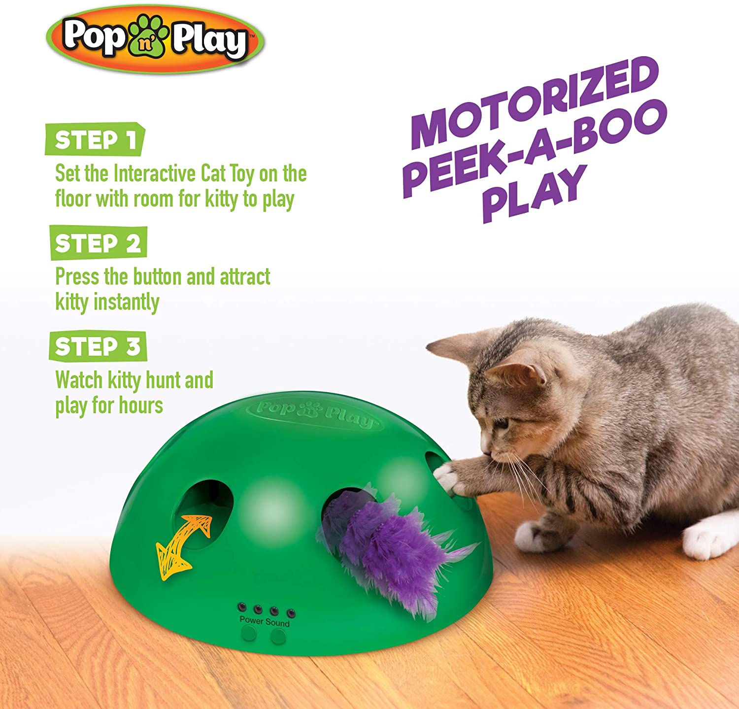Pop N' Play Cat Teaser - Automatic rotating cat toy dome