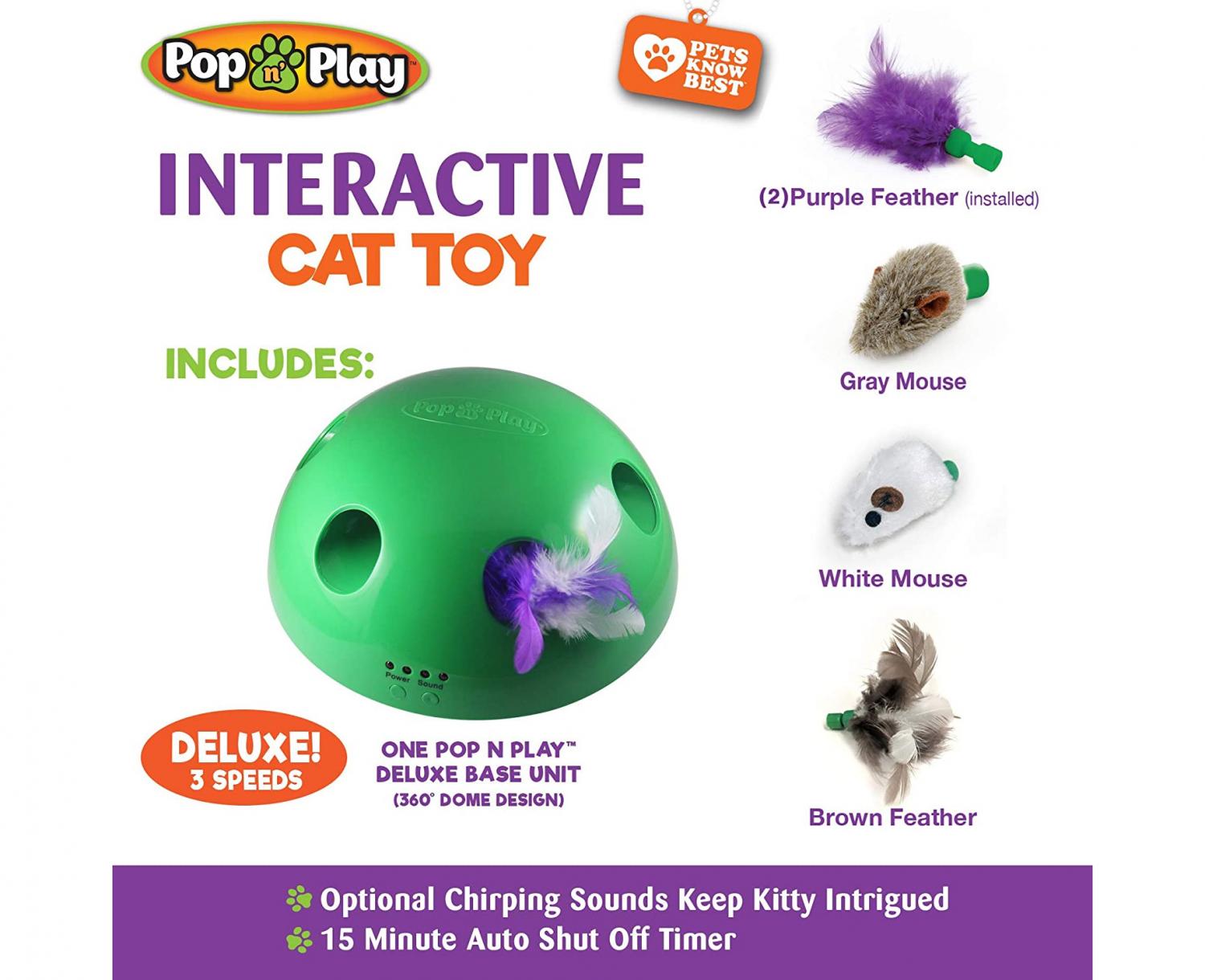 Pop N' Play Cat Teaser - Automatic rotating cat toy dome