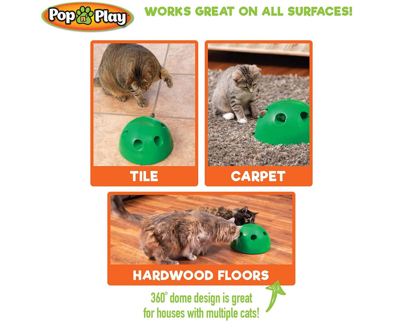 Pop N' Play Cat Teaser - Automatic rotating cat toy dome