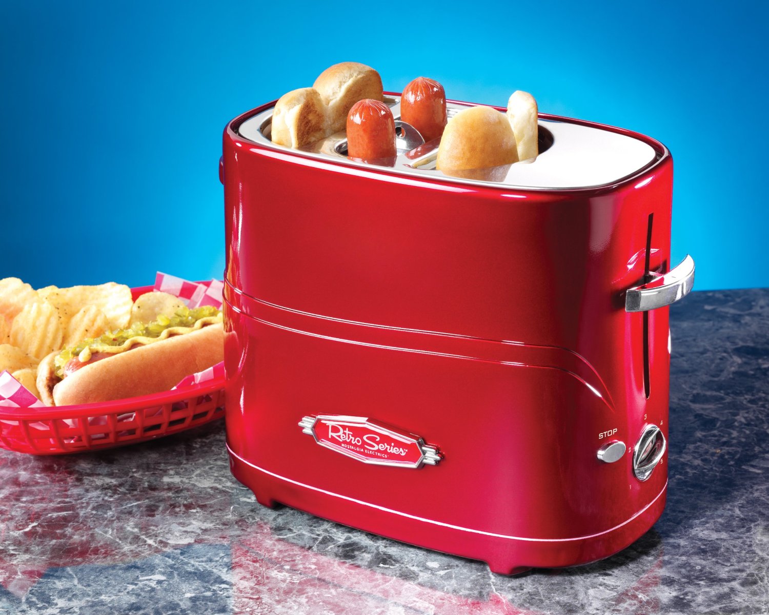Hot Dog Toaster - Nostalgia pop-up hot dog toaster toasts buns