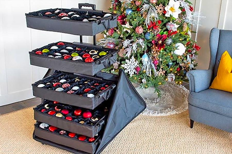 Pop-up Christmas Ornament Storage Case - Telescoping christmas bulbs storage luggage box