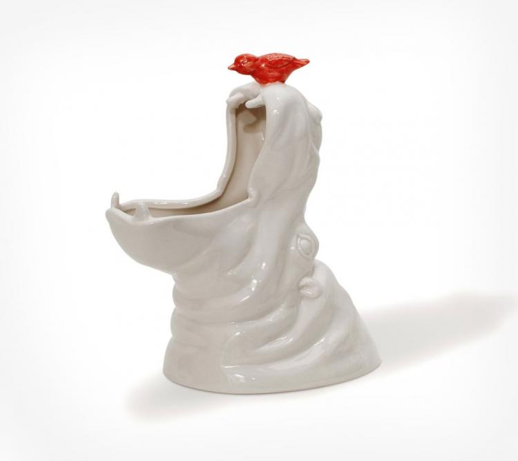 Porcelain Hippo Pencil Holder