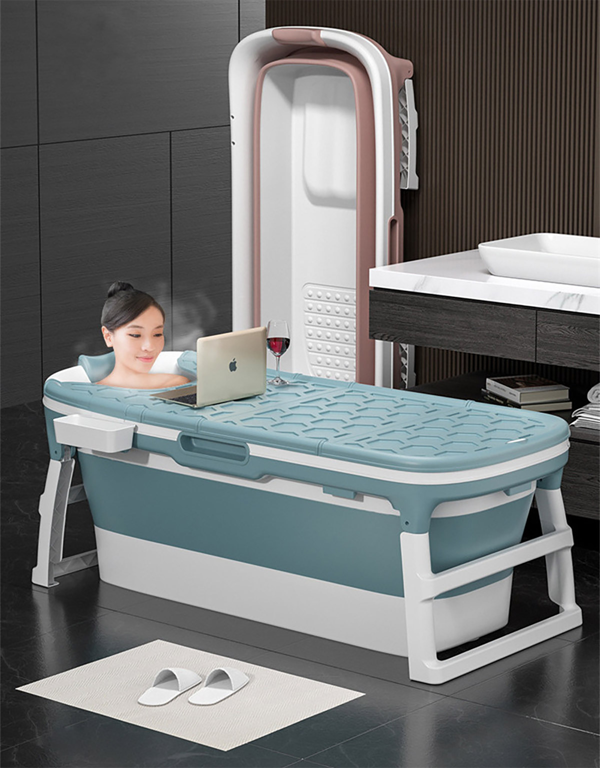 Portable Folding Bathtub - Silicone folding bathtub for tiny homes