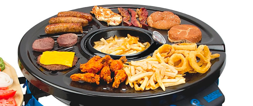 Portable Grill With Center Deep-fryer
