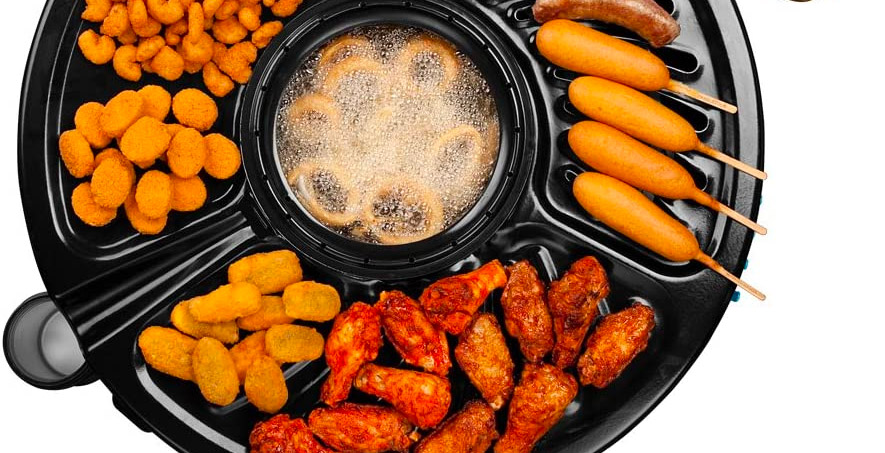 Portable Grill With Center Deep-fryer