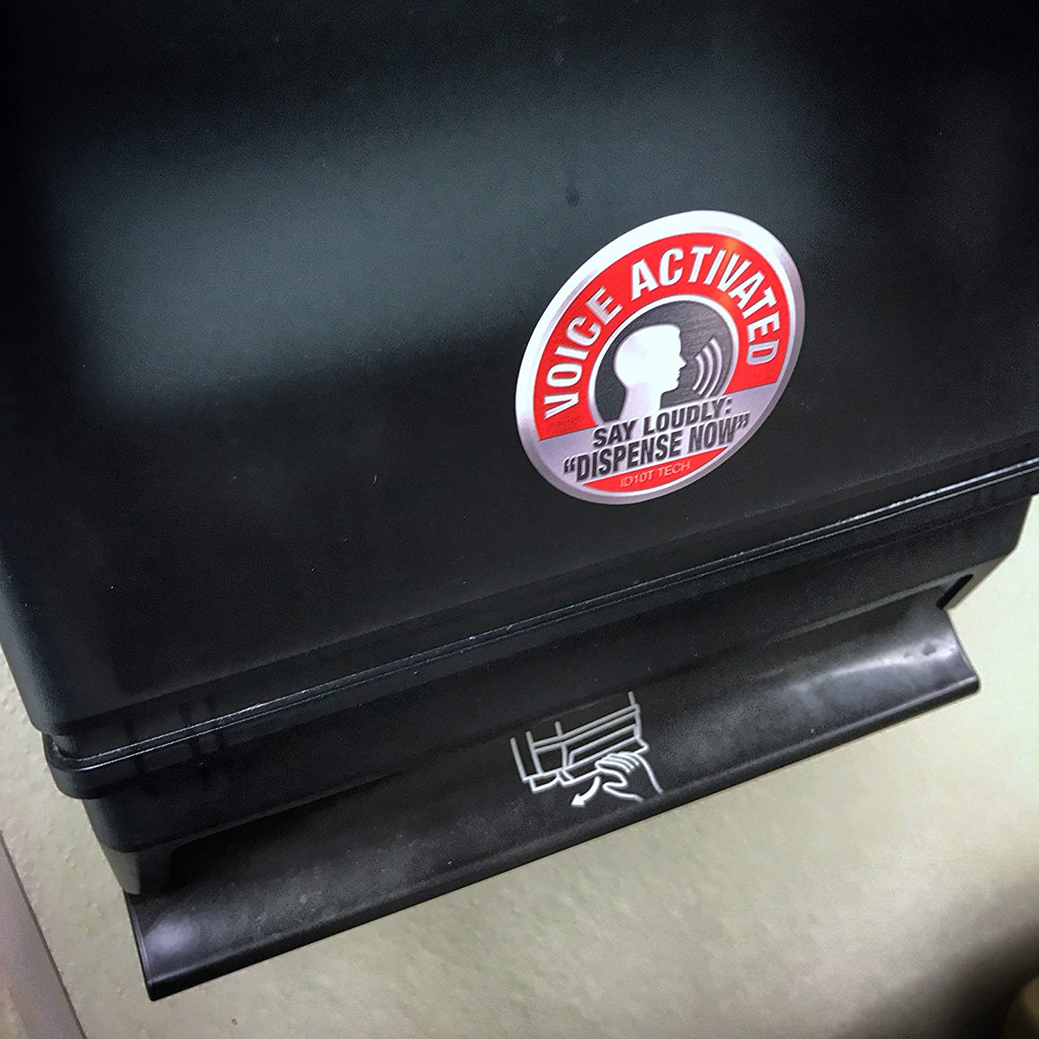 Prank Voice Activated Paper Towel Now Sticker
