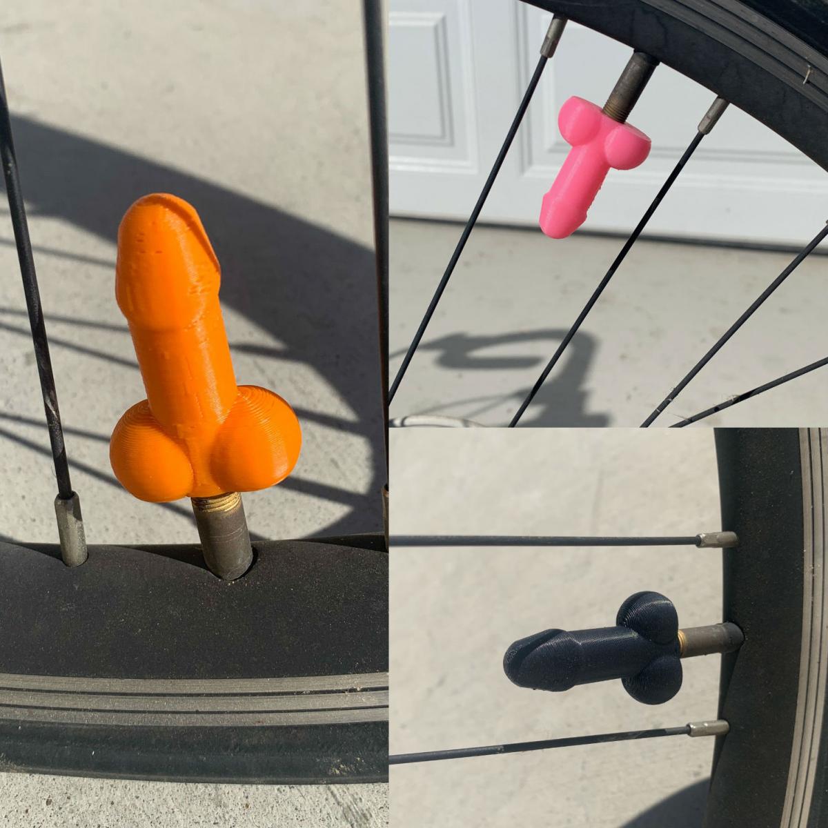 Prank Wiener Shaped Tire Valve Stem Caps - Tirecocks funny penis shaped tire caps